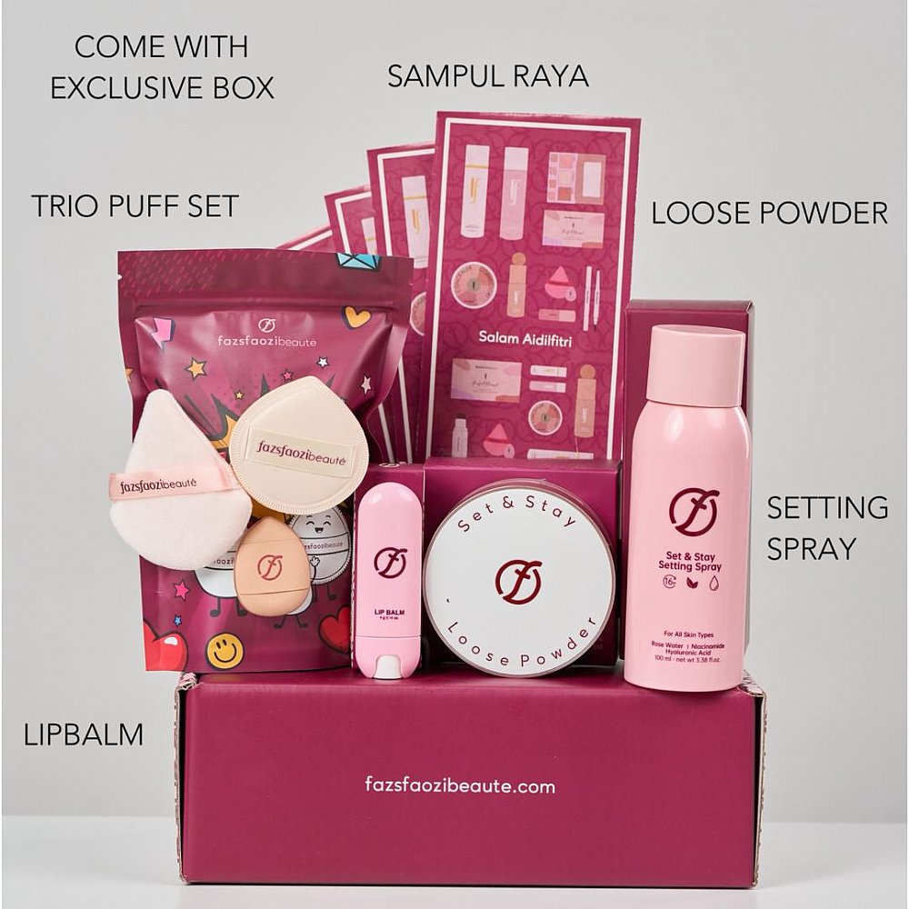 SET FAZSINARAYA | Setting Spray | Loose Powder | Lip Balm | Trio